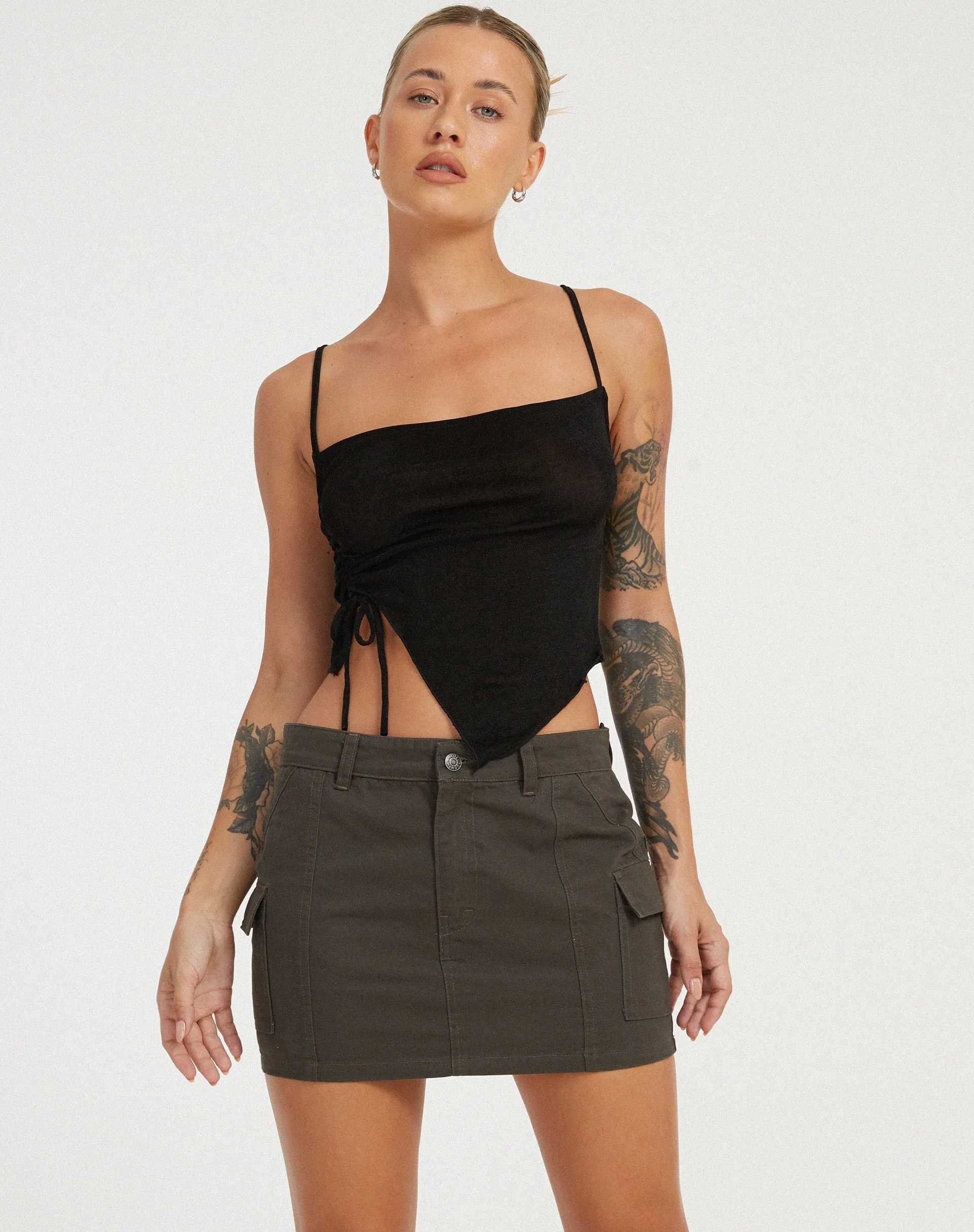 Camity Crop Top in Black sold by Motel Rocks