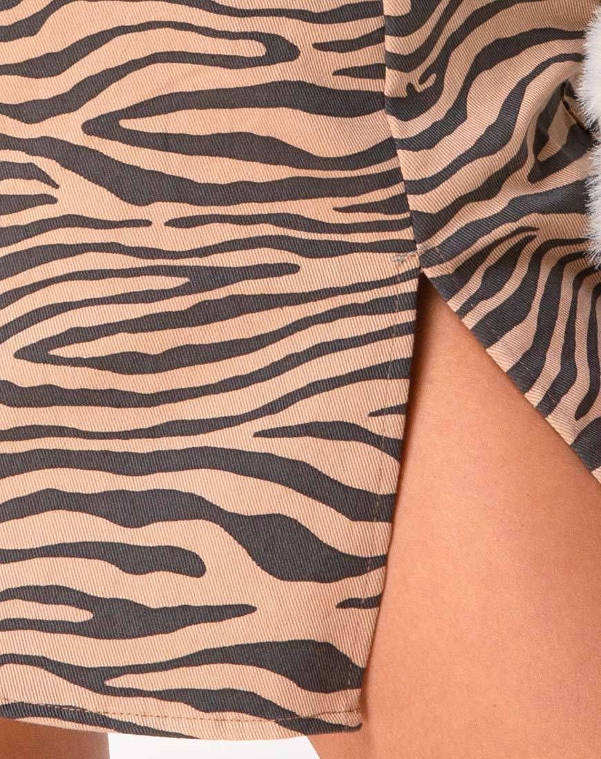 Pelmet Skirt in 90's Zebra Taupe sold by Motel Rocks product image thumbnail 5
