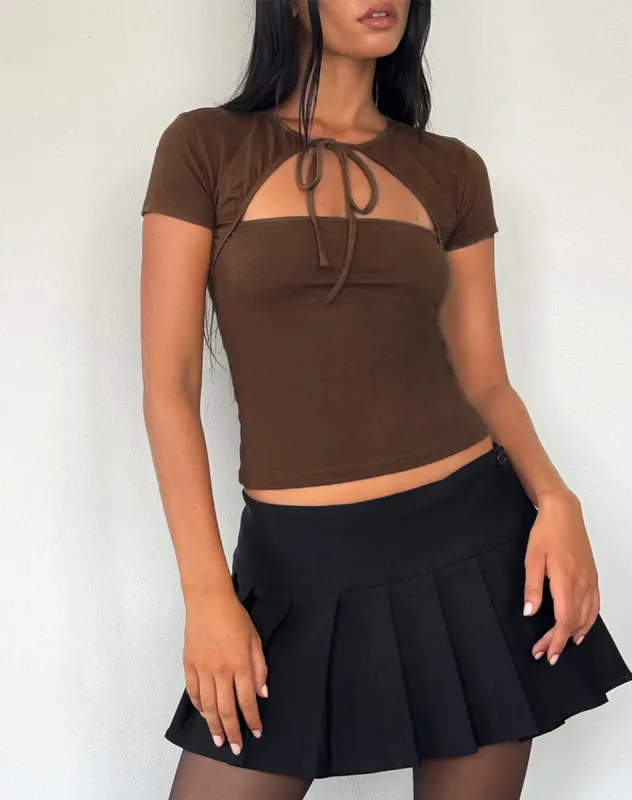 Novalie Tie Front Top in Cocoa sold by Motel Rocks
