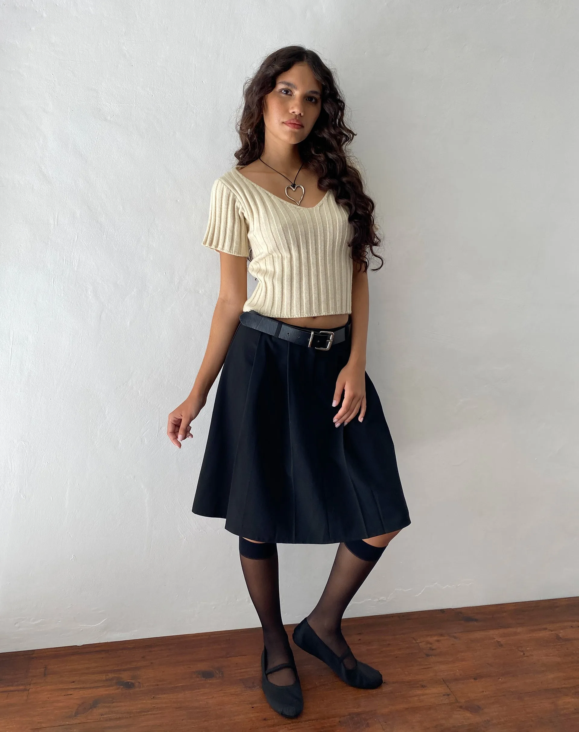 Estella Short Sleeve Knitted Top in Natural Oat sold by Motel Rocks product image thumbnail 5