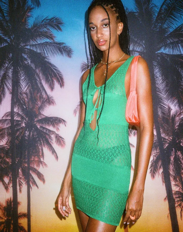 MOTEL X BARBARA Rurouni Mini Dress in Green sold by Motel Rocks