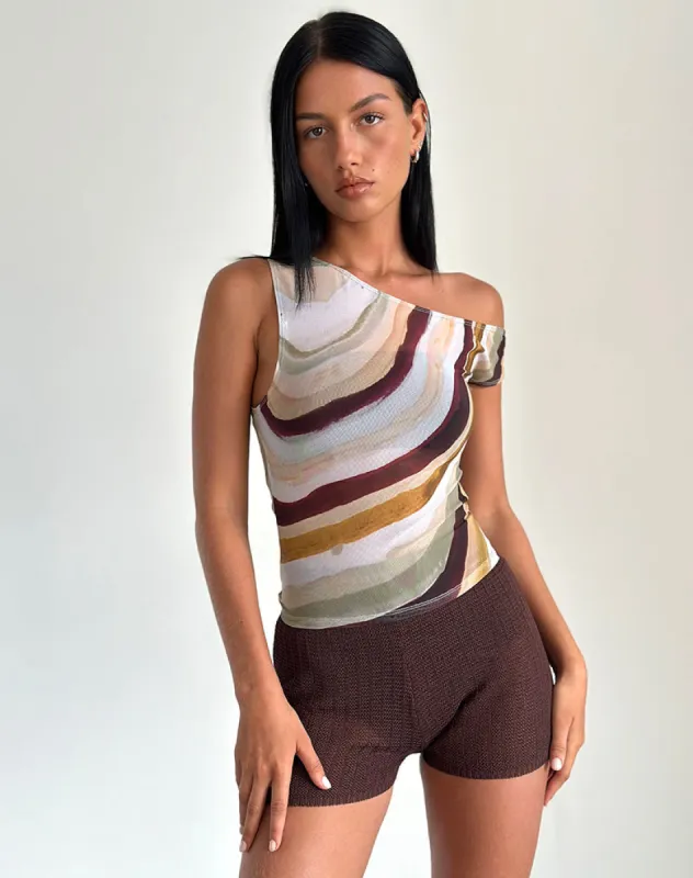 Sohan Asymetrical Top in Mesh Wiggle Sunset sold by Motel Rocks