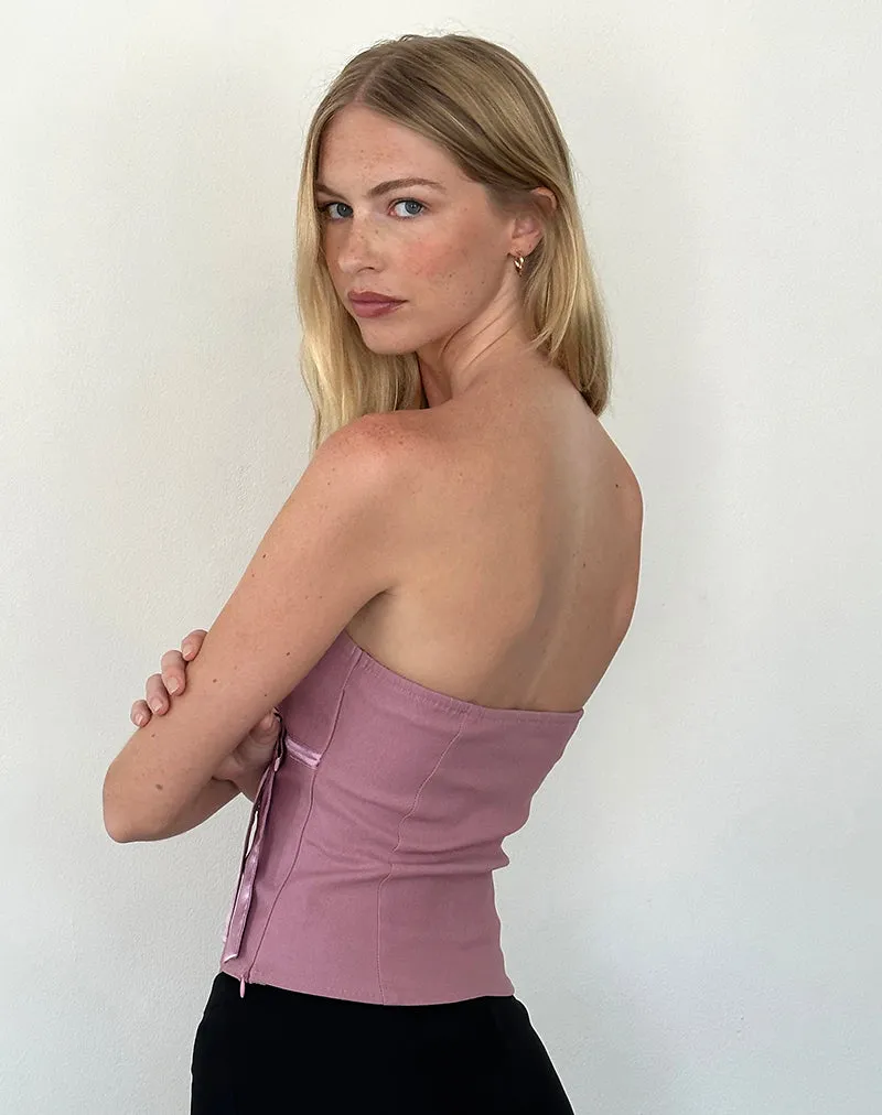 Novita Bow Detail Bandeau Top in Tailoring Dusky Pink sold by Motel Rocks product image thumbnail 3