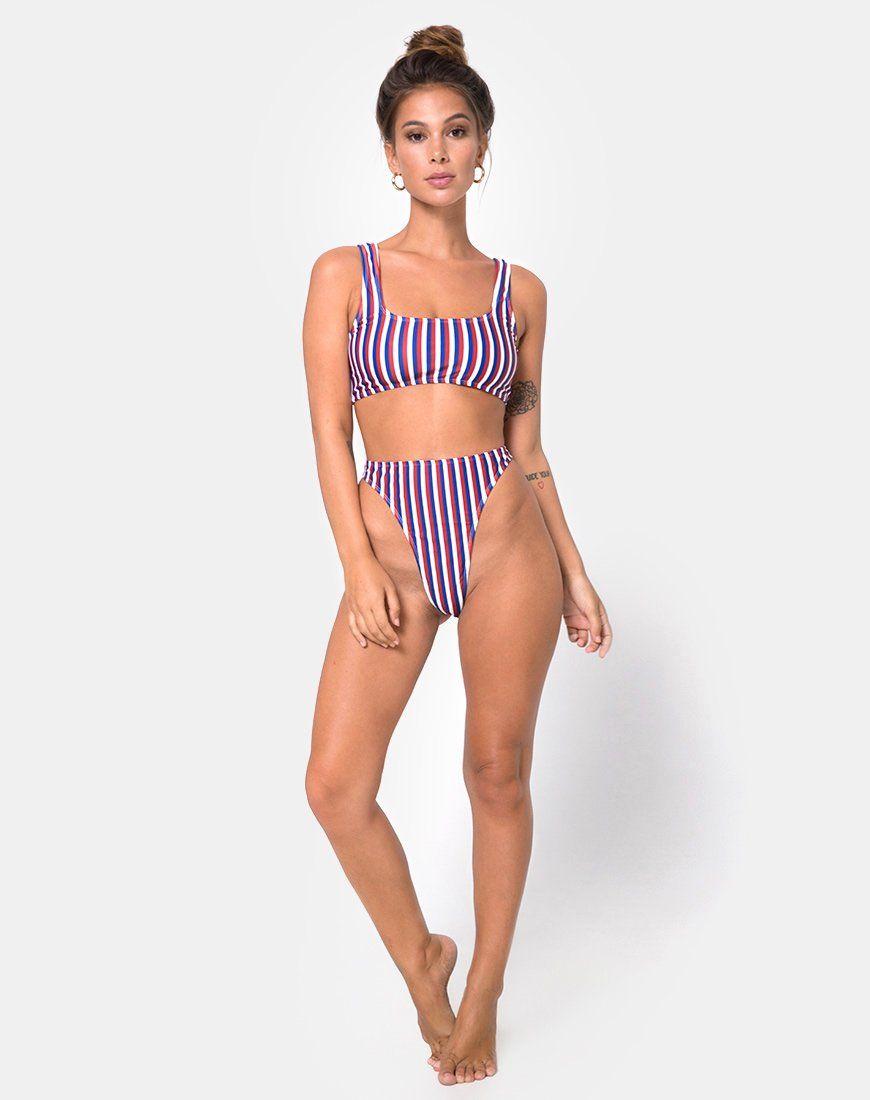 Abadie Top Bikini in Triple Stripe Print sold by Motel Rocks product image thumbnail 3