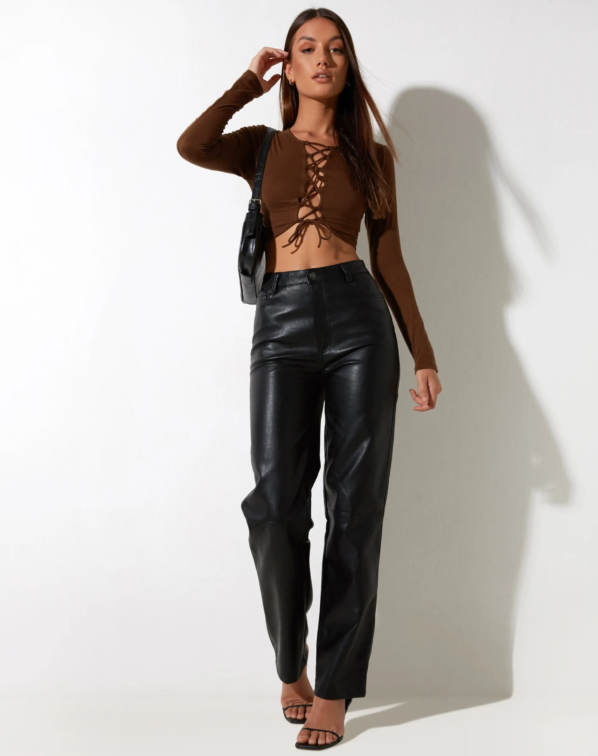 Gisy Crop Top in Cocoa Brown sold by Motel Rocks product image thumbnail 3