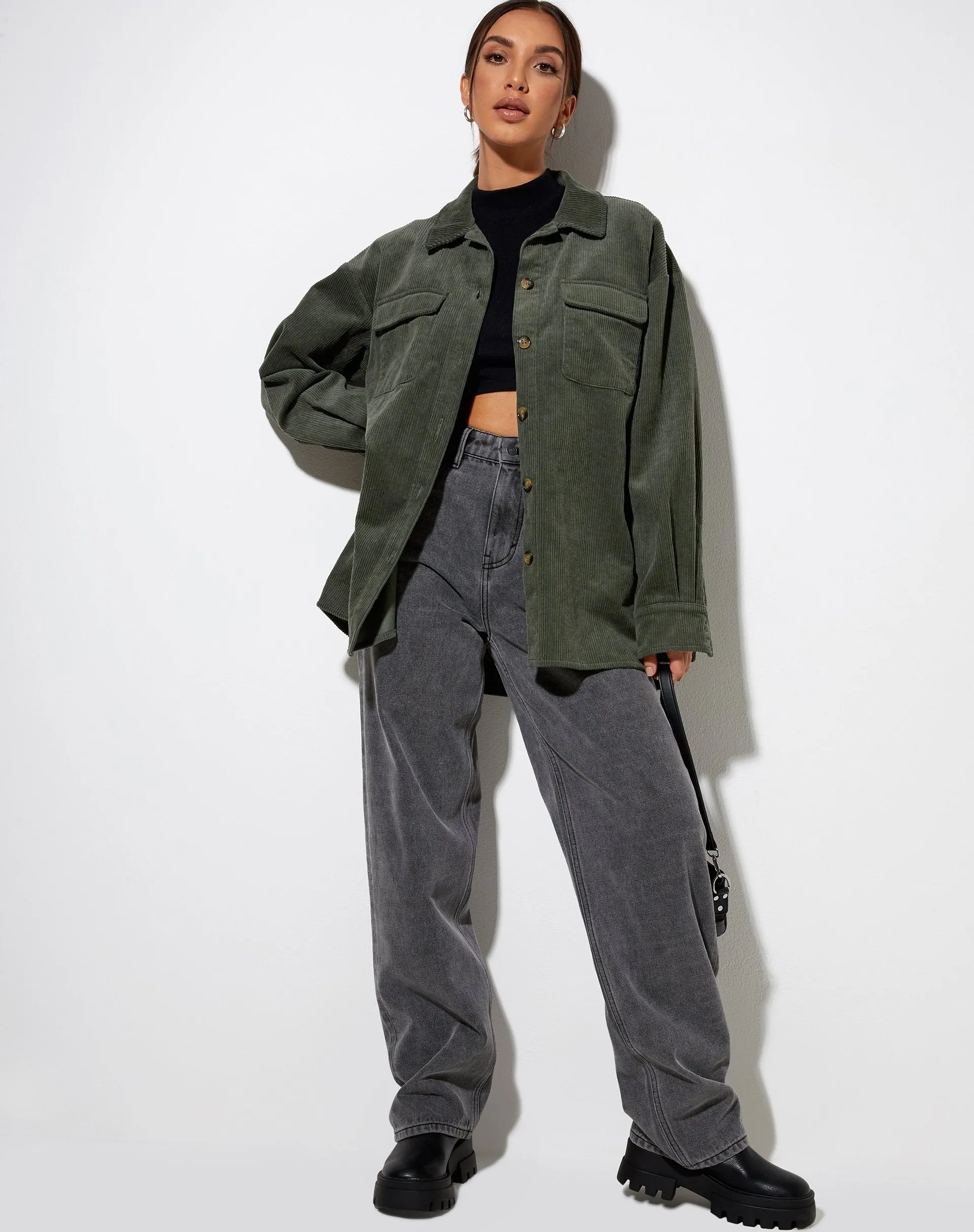 Marcy Shirt in Corduroy Khaki sold by Motel Rocks product image thumbnail 4