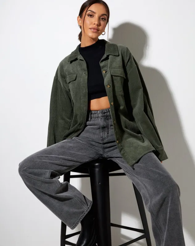 Marcy Shirt in Corduroy Khaki sold by Motel Rocks