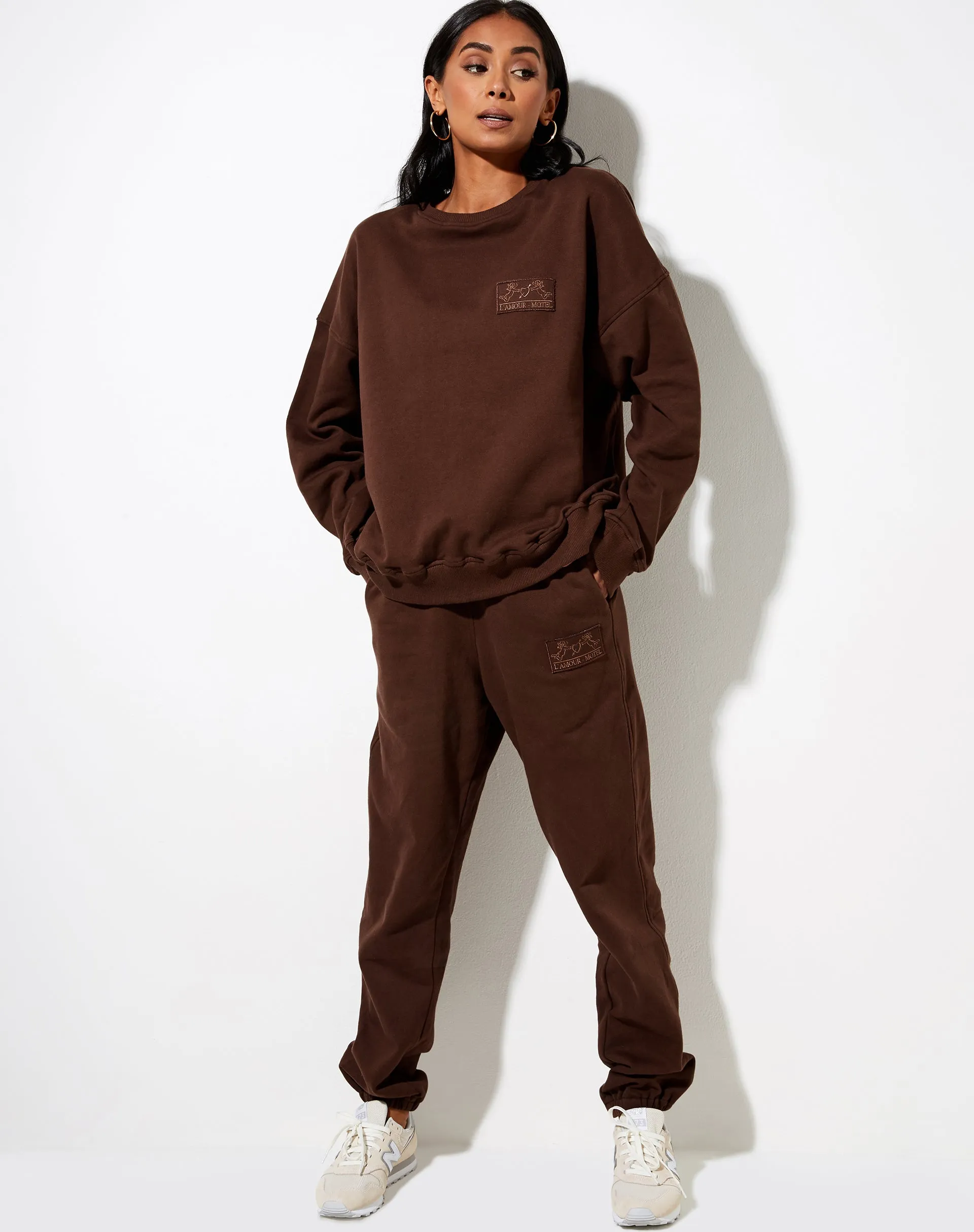 Ted Sweatshirt in Deep Mahogany L'Amour Cherub Label Embro sold by Motel Rocks product image thumbnail 4