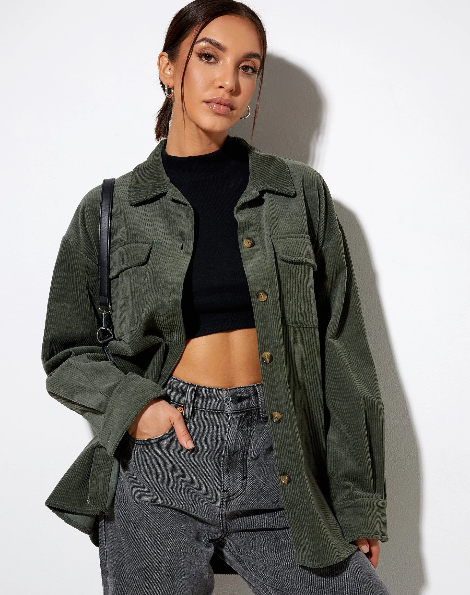 Marcy Shirt in Corduroy Khaki sold by Motel Rocks product image thumbnail 3