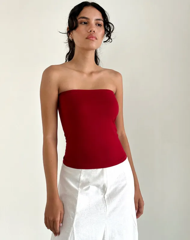 Shaelo Bandeau Top in Adrenaline Red sold by Motel Rocks