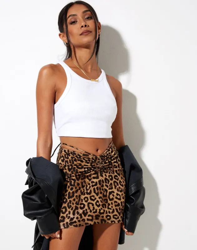 Ejon Mini Skirt in Night Leopard Brown sold by Motel Rocks