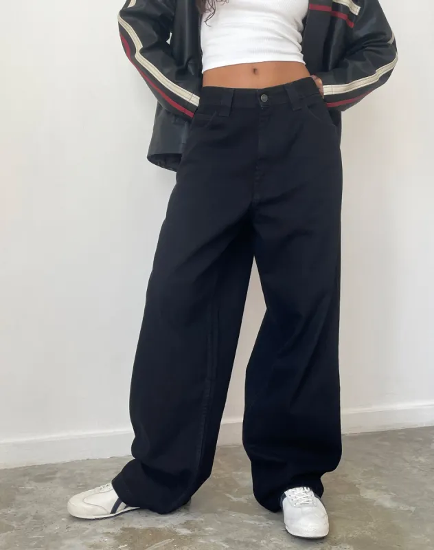Skater Low Rise Jean in Rinse Black sold by Motel Rocks