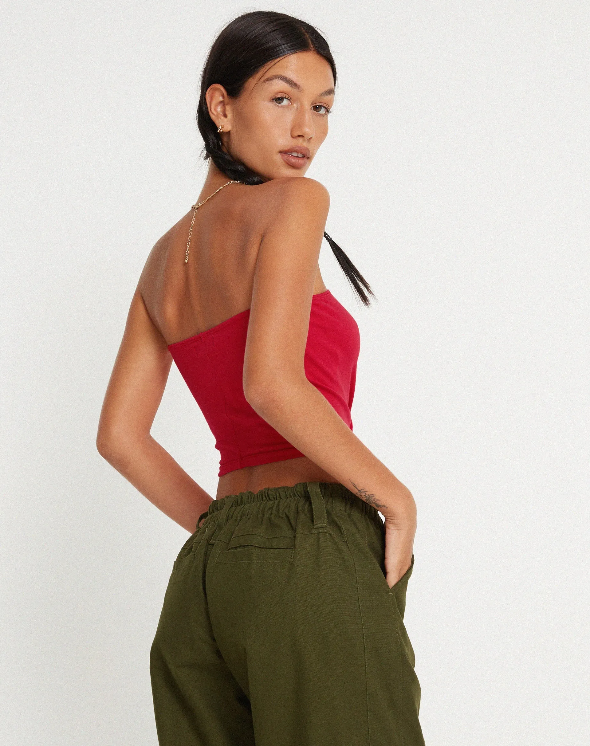 Shae Bandeau Top in Racing Red sold by Motel Rocks product image thumbnail 2