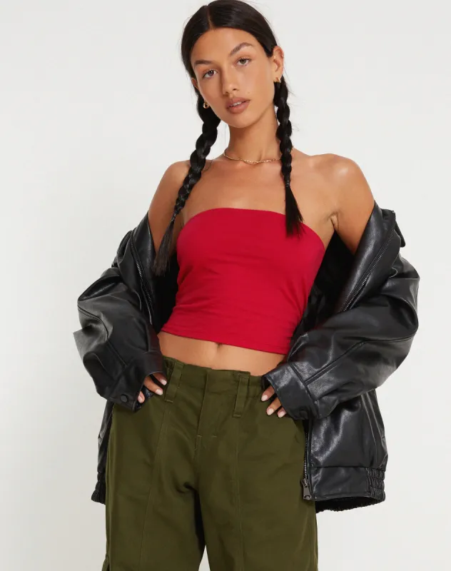 Shae Bandeau Top in Racing Red sold by Motel Rocks