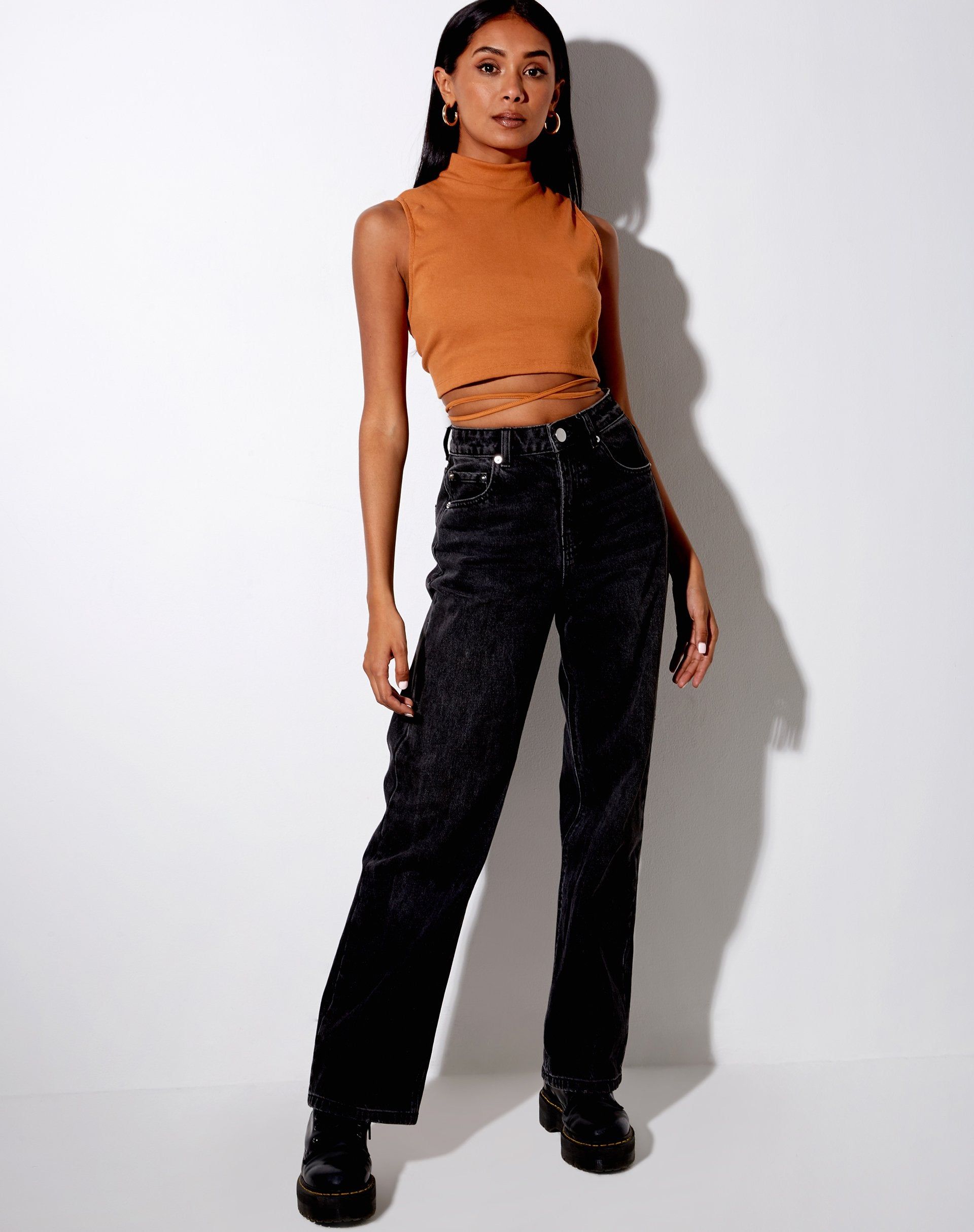 Quera Crop Top in Rib Salted Caramel sold by Motel Rocks product image thumbnail 3