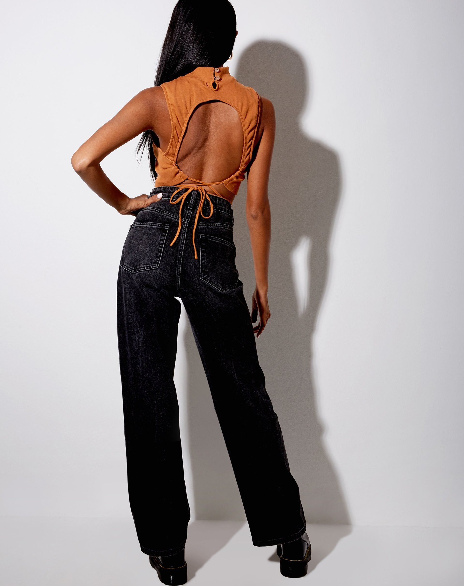 Quera Crop Top in Rib Salted Caramel sold by Motel Rocks product image thumbnail 4