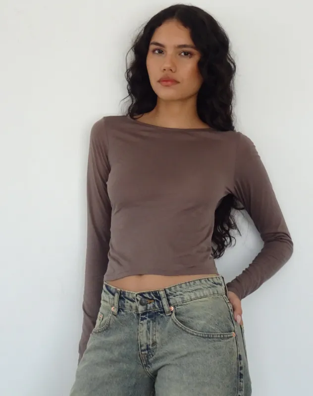 Asma Long Sleeve Top in Nutmeg made by Motel Rocks