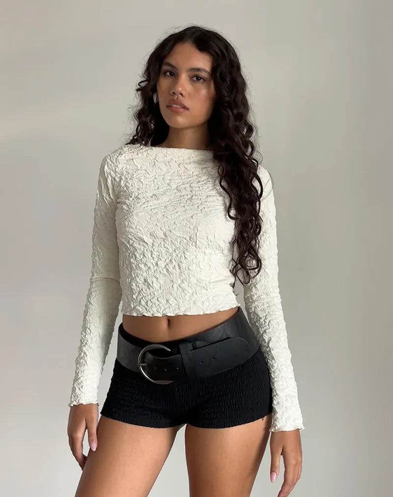Angela Textured Long Sleeve Top in Jersey Cream sold by Motel Rocks product image thumbnail 3