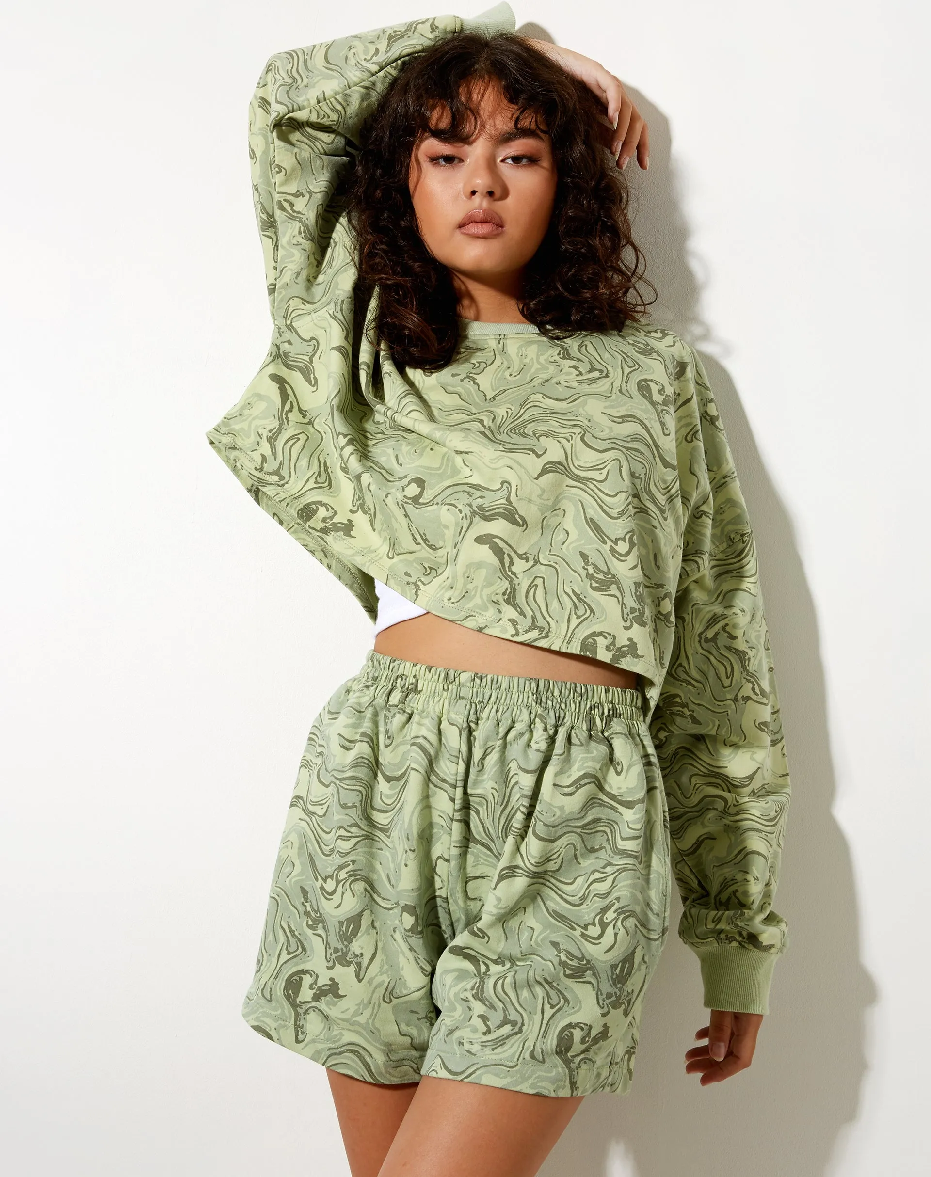 Fawly Crop Top in Marble Green sold by Motel Rocks product image thumbnail 3