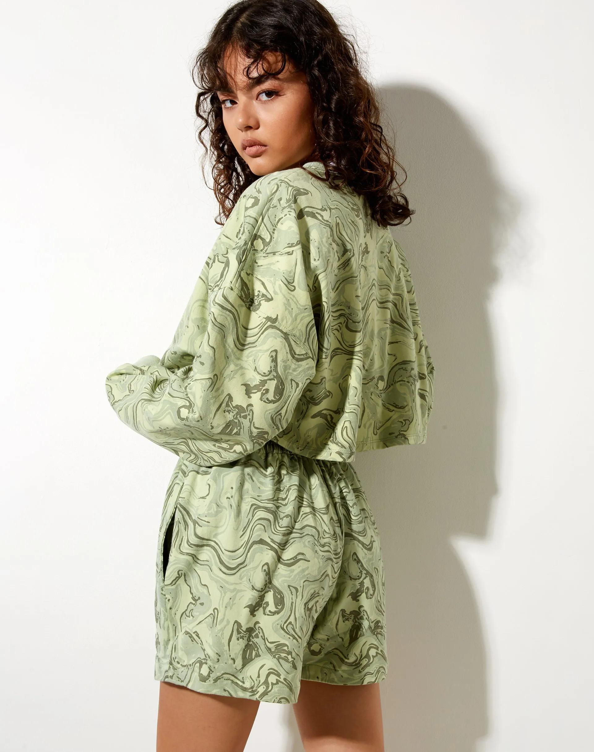 Fawly Crop Top in Marble Green sold by Motel Rocks product image thumbnail 2