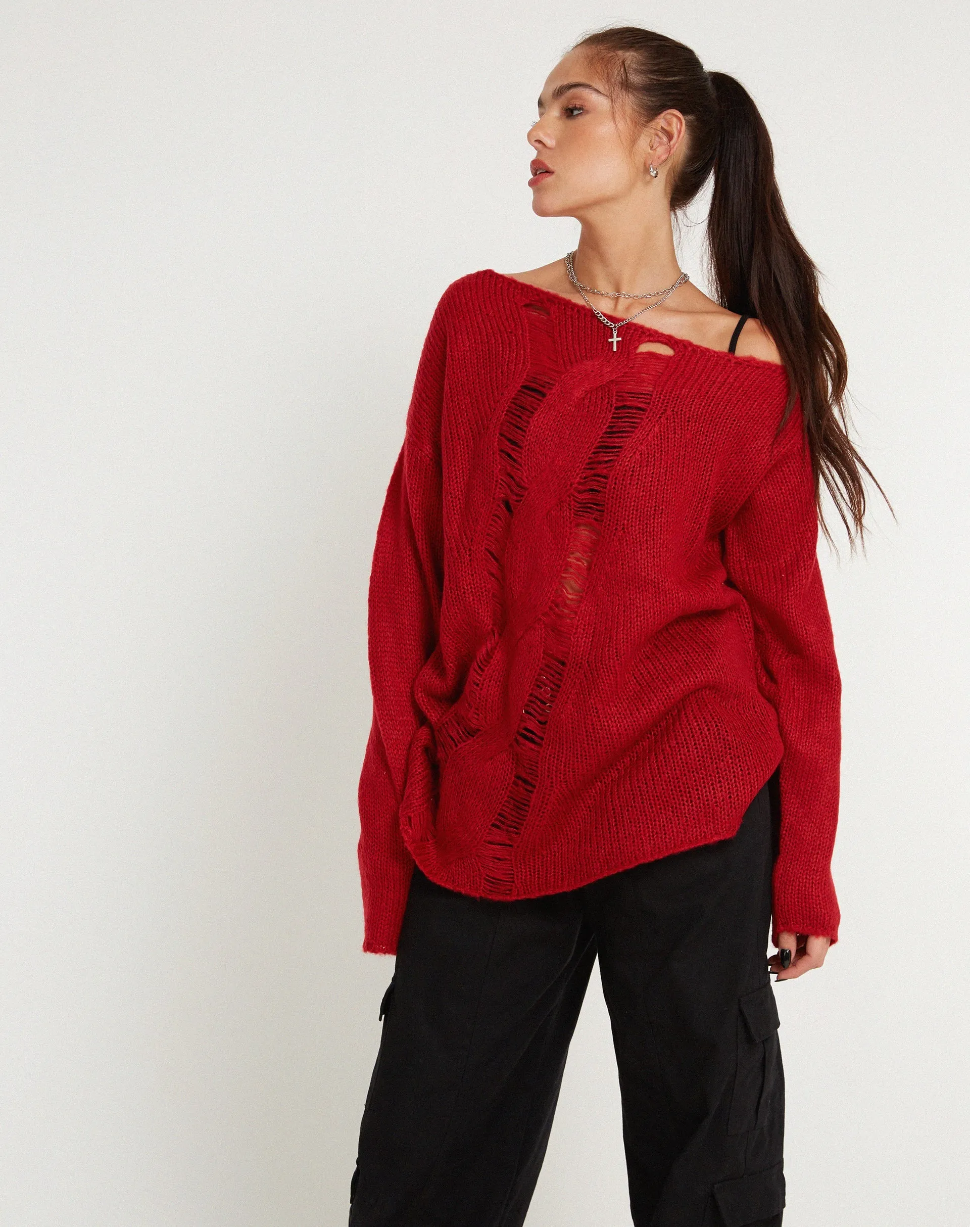 Akohara Laddered Knitted Top in Molten Lava sold by Motel Rocks product image thumbnail 4