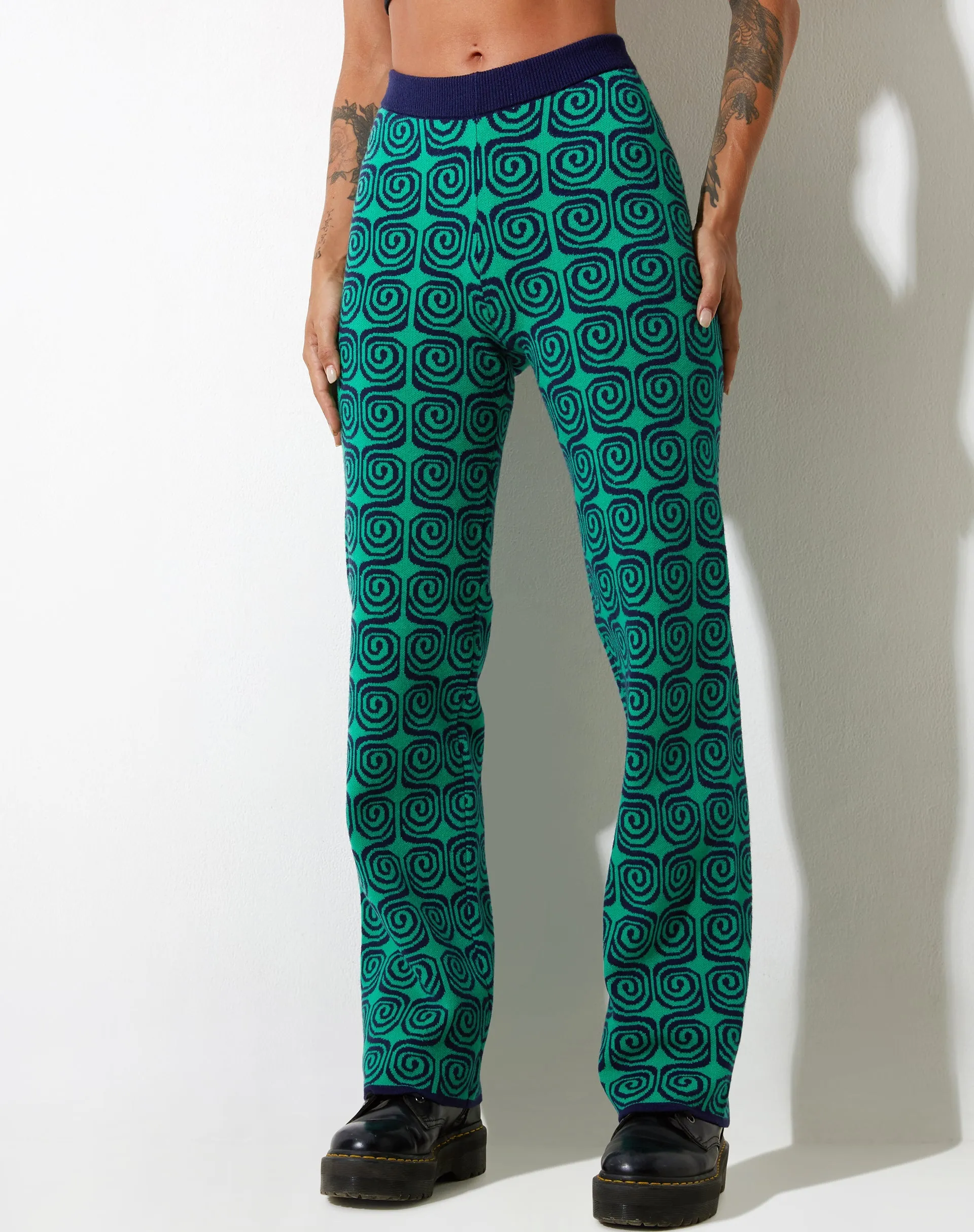 Sabila Trouser in Swirl Green and Blue sold by Motel Rocks product image thumbnail 5
