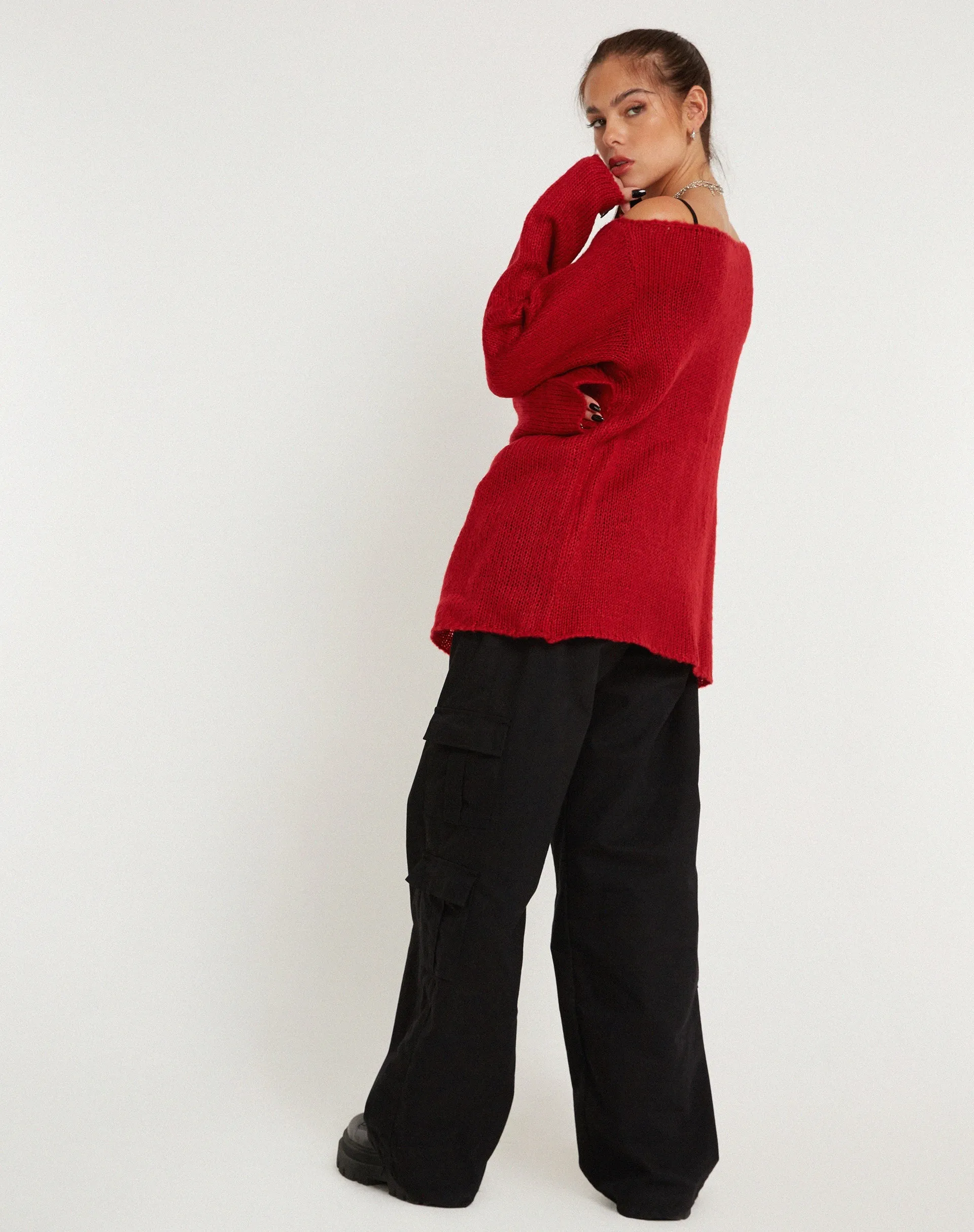 Akohara Laddered Knitted Top in Molten Lava sold by Motel Rocks product image thumbnail 3