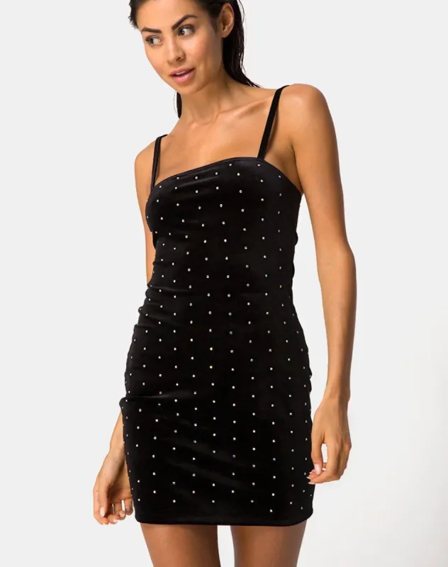 Selah Bodycon Dress in Diamante Black sold by Motel Rocks