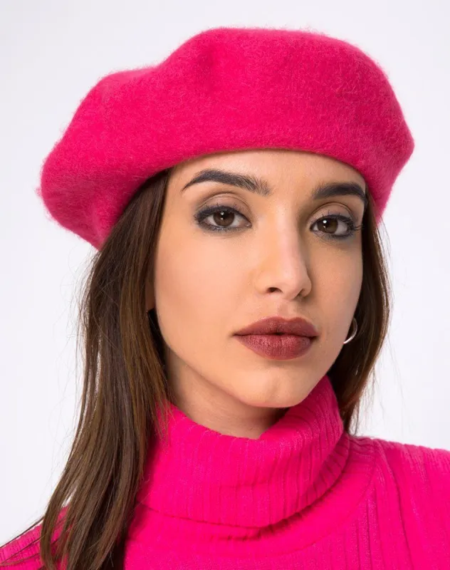 Wool Beret in Pink sold by Motel Rocks