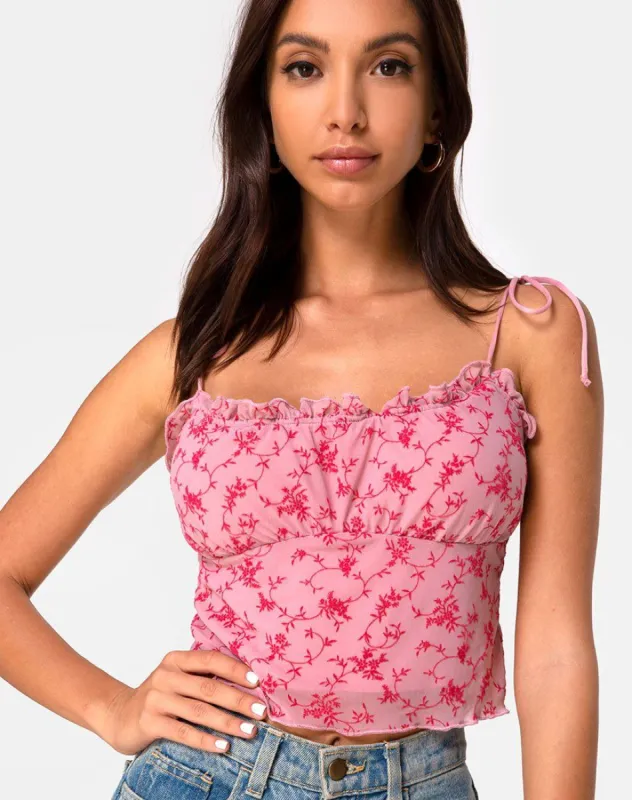 Kalsi Top in Love Bloom Pink Flock made by Motel Rocks