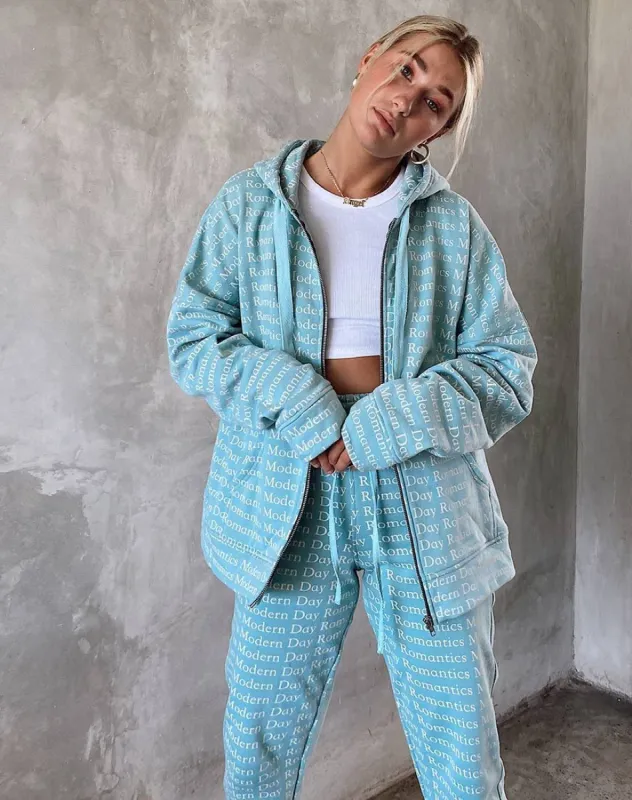 Hollack Hoody in Modern Day Romantics Seafoam sold by Motel Rocks