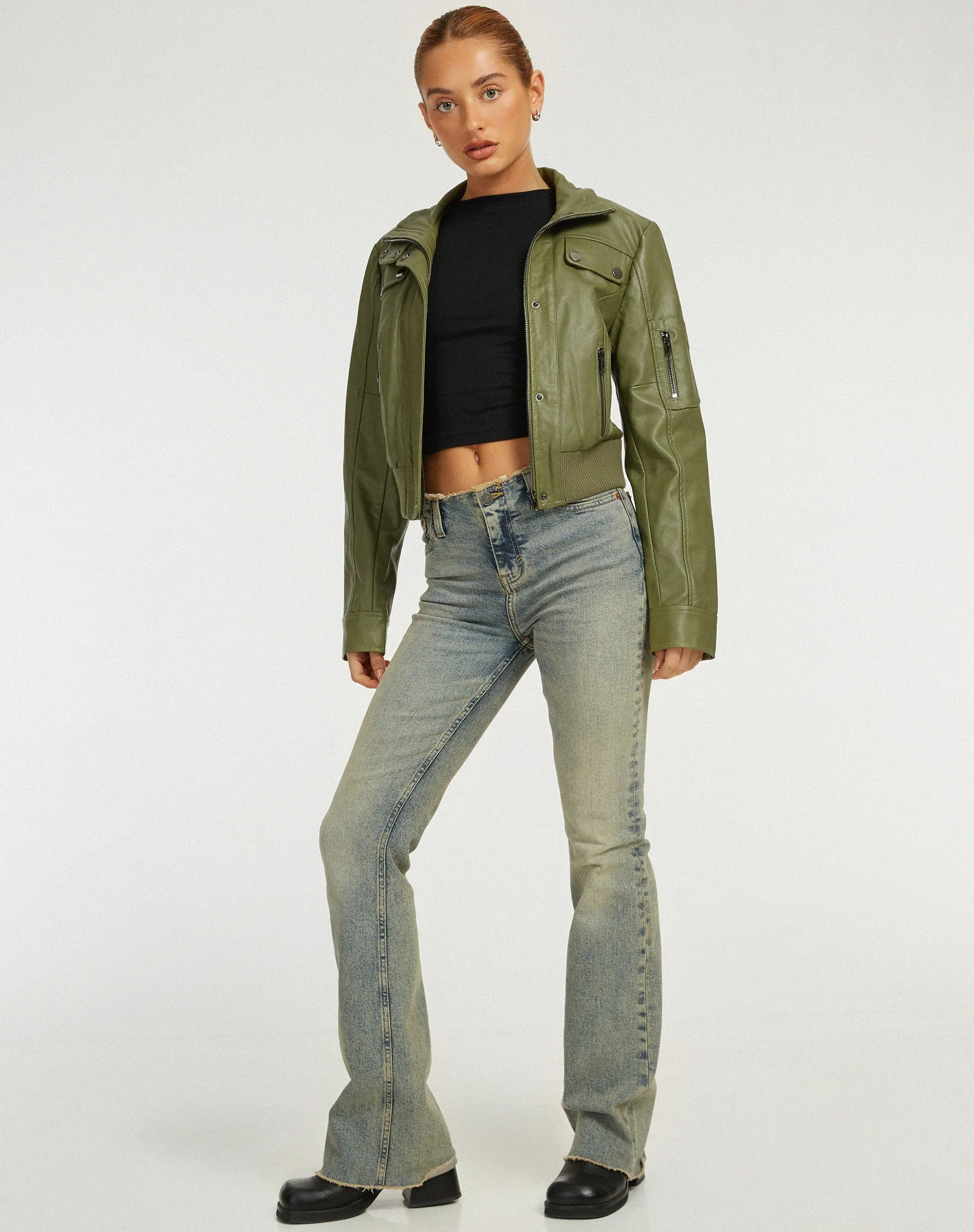 Loviana Jacket in PU Green sold by Motel Rocks product image thumbnail 4