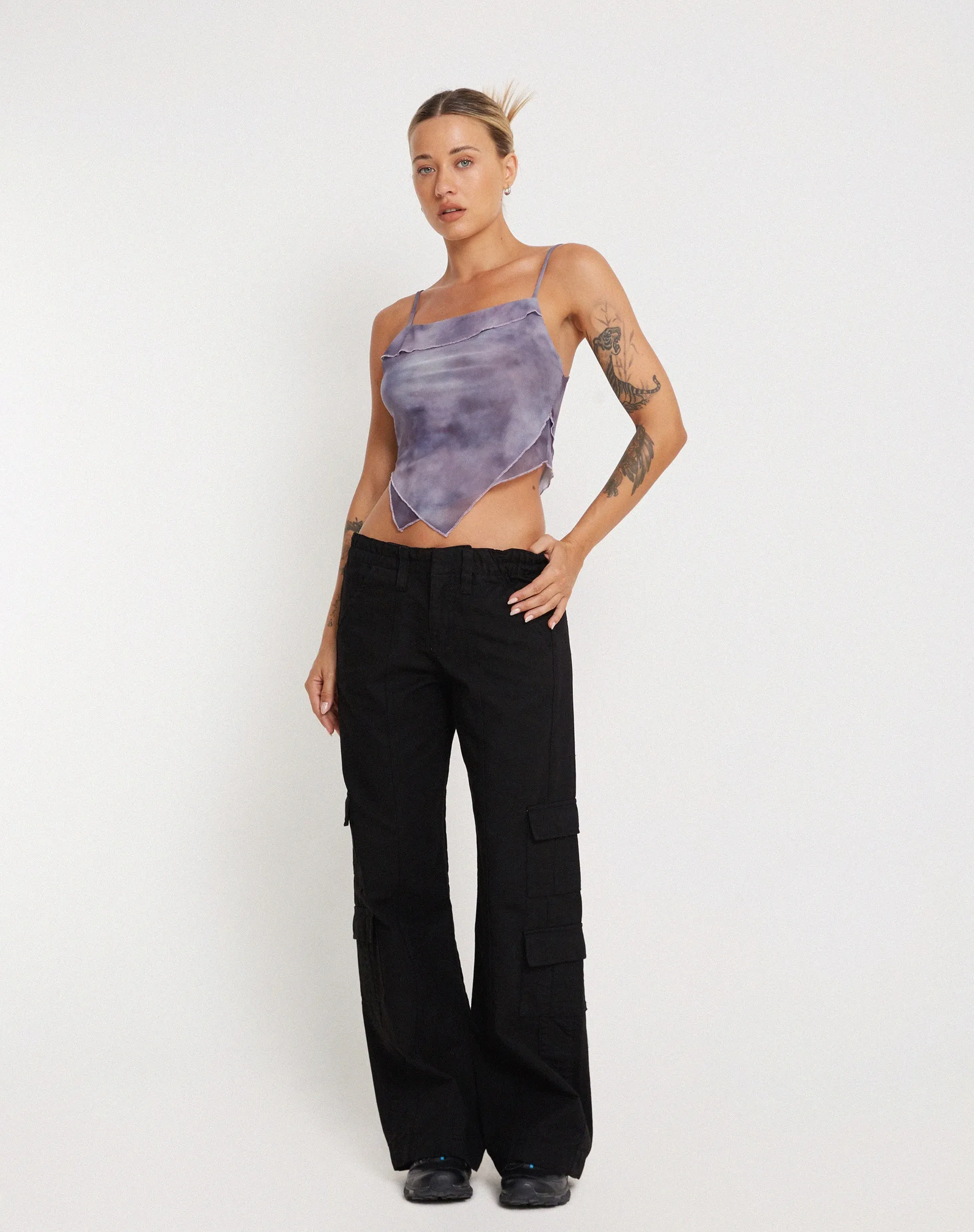 Shindu Printed Mesh Top in Smokey Gradients Purple sold by Motel Rocks product image thumbnail 3