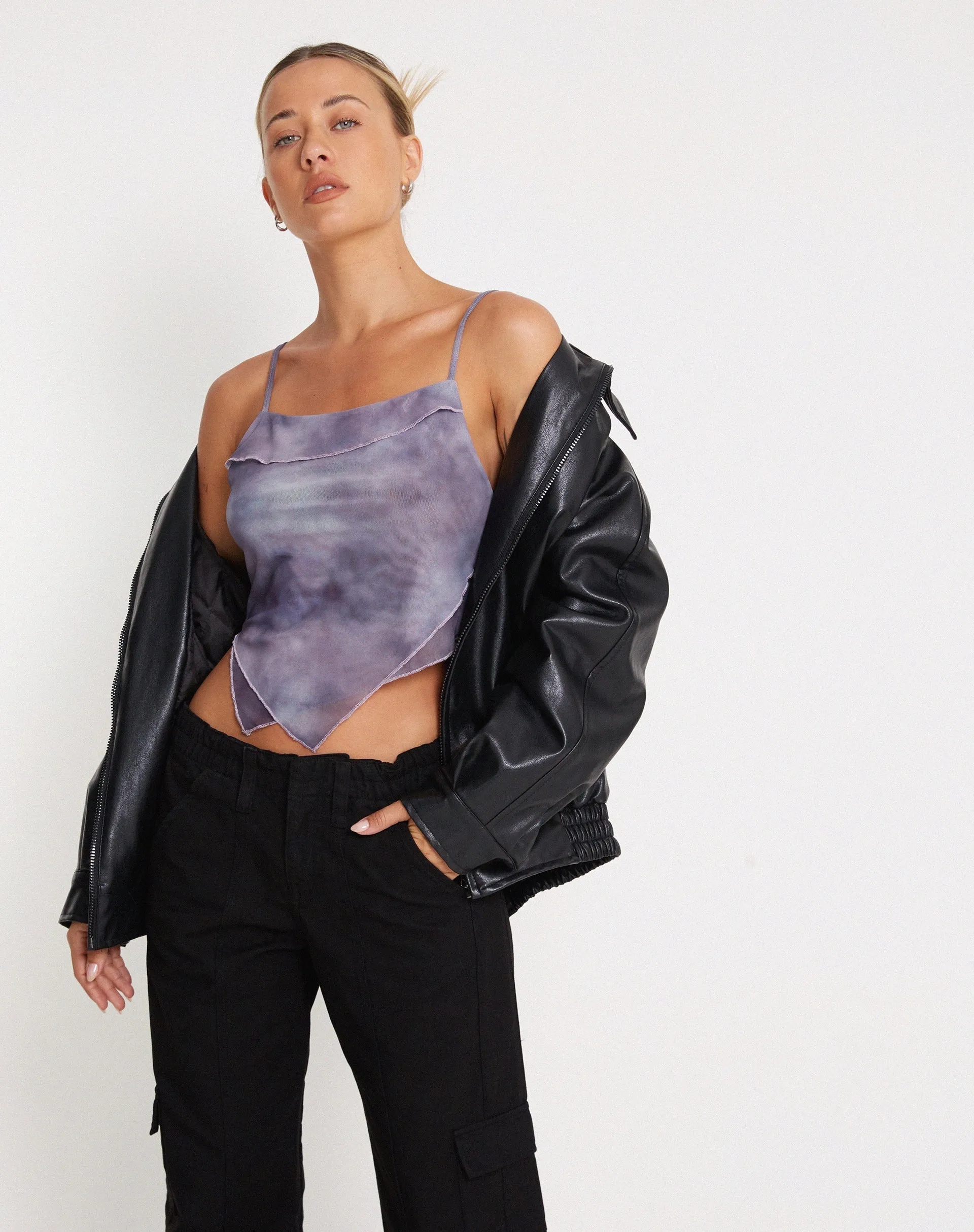 Shindu Printed Mesh Top in Smokey Gradients Purple sold by Motel Rocks product image thumbnail 4