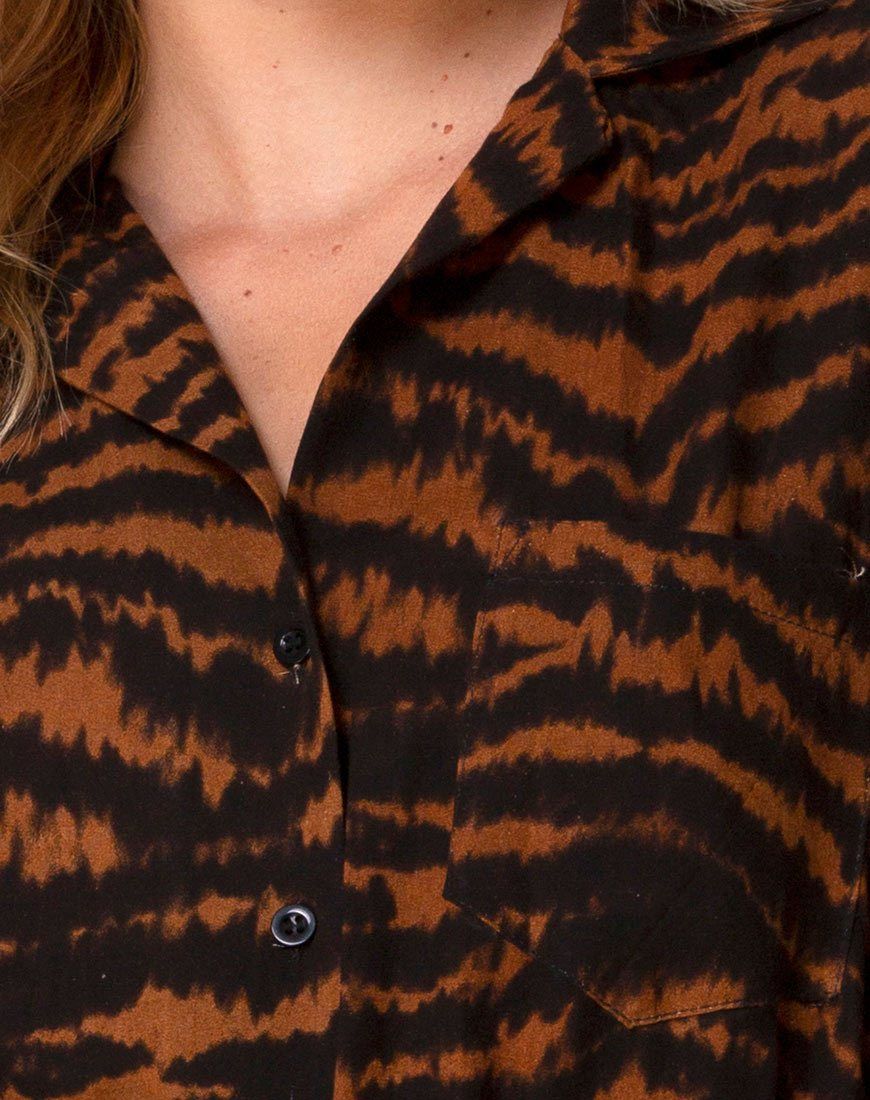 Fresia Mini Dress in Animal Drip Brown sold by Motel Rocks product image thumbnail 5