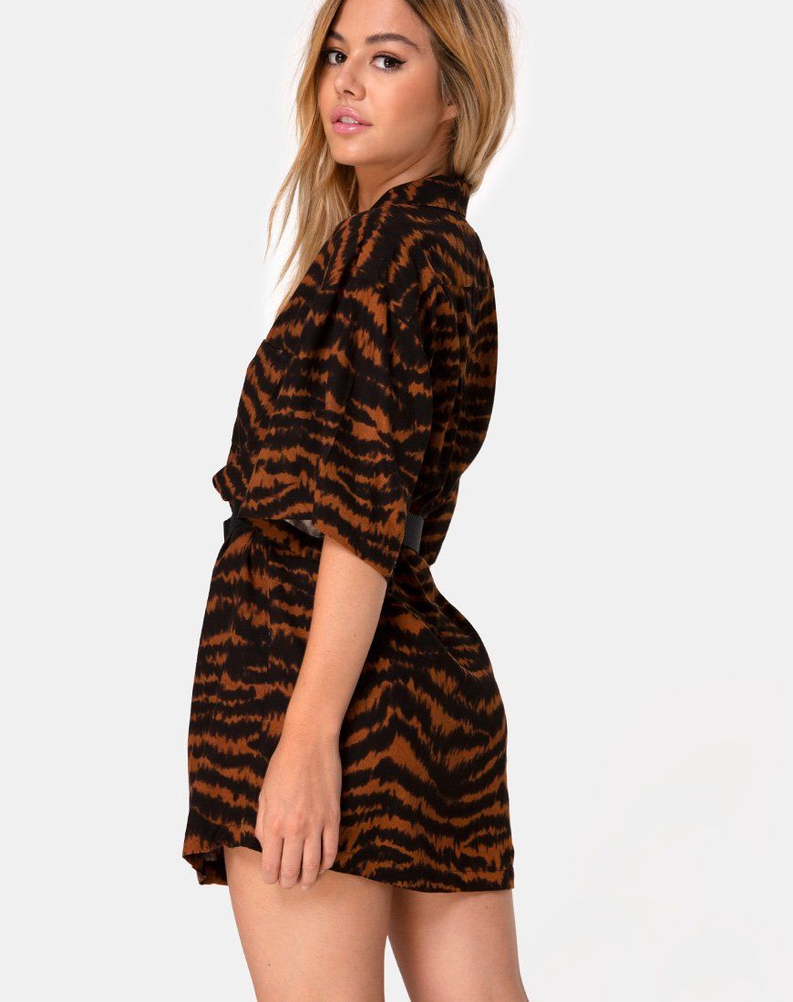 Fresia Mini Dress in Animal Drip Brown sold by Motel Rocks product image thumbnail 2