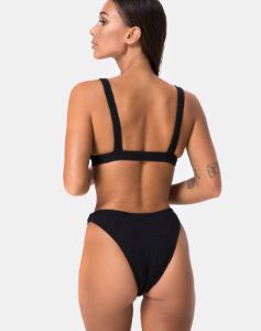Hyuna Bikini Bottom in Black with Silver Buckle sold by Motel Rocks