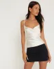 Paiva Cowl Neck Top in Satin Ivory sold by Motel Rocks
