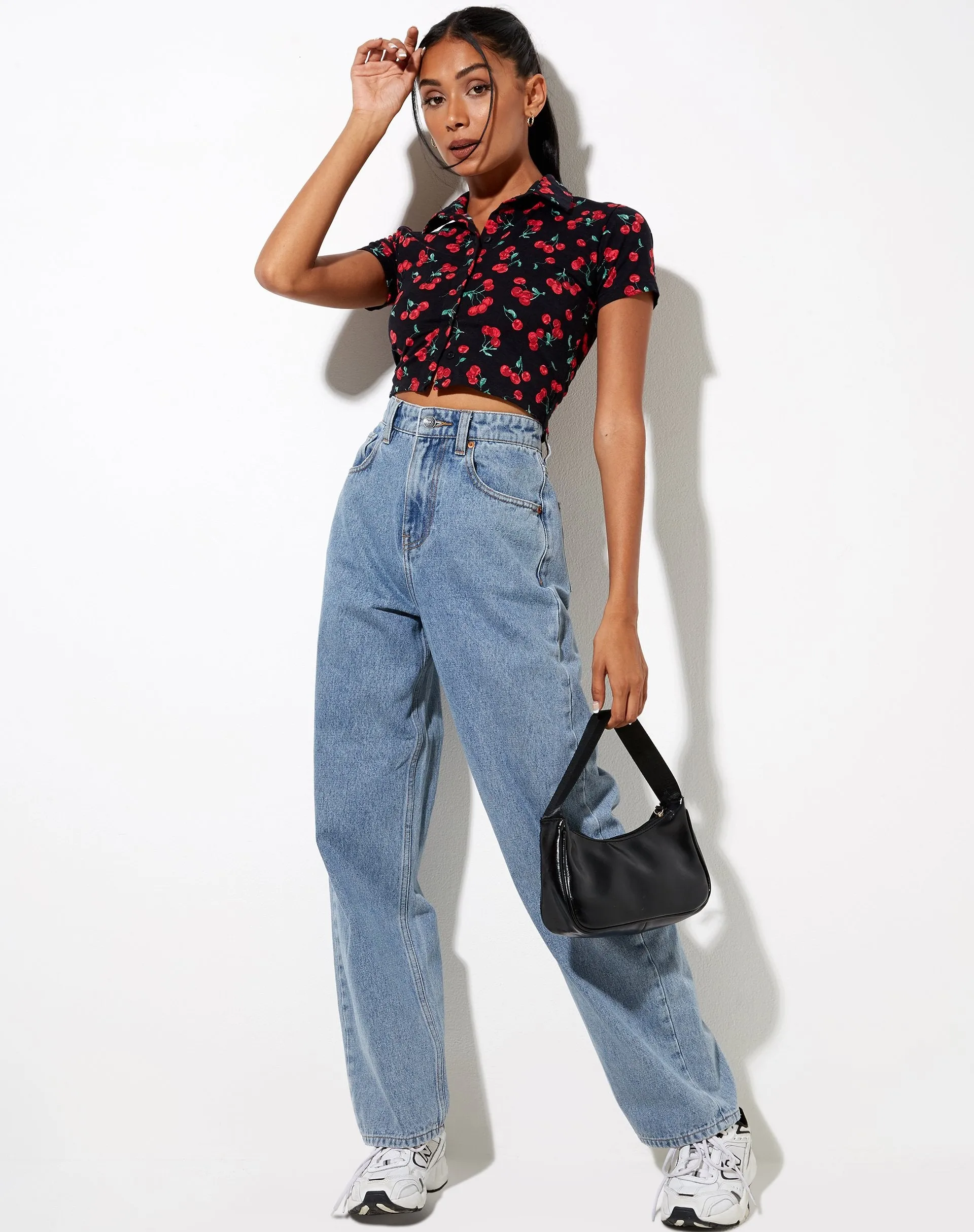 Wuma Shirt in Cherries Black sold by Motel Rocks product image thumbnail 5