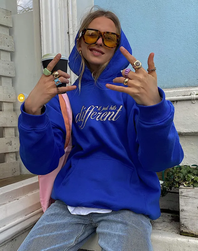 Oversize Hoodie in Cobalt It Just Hits Different Embro sold by Motel Rocks