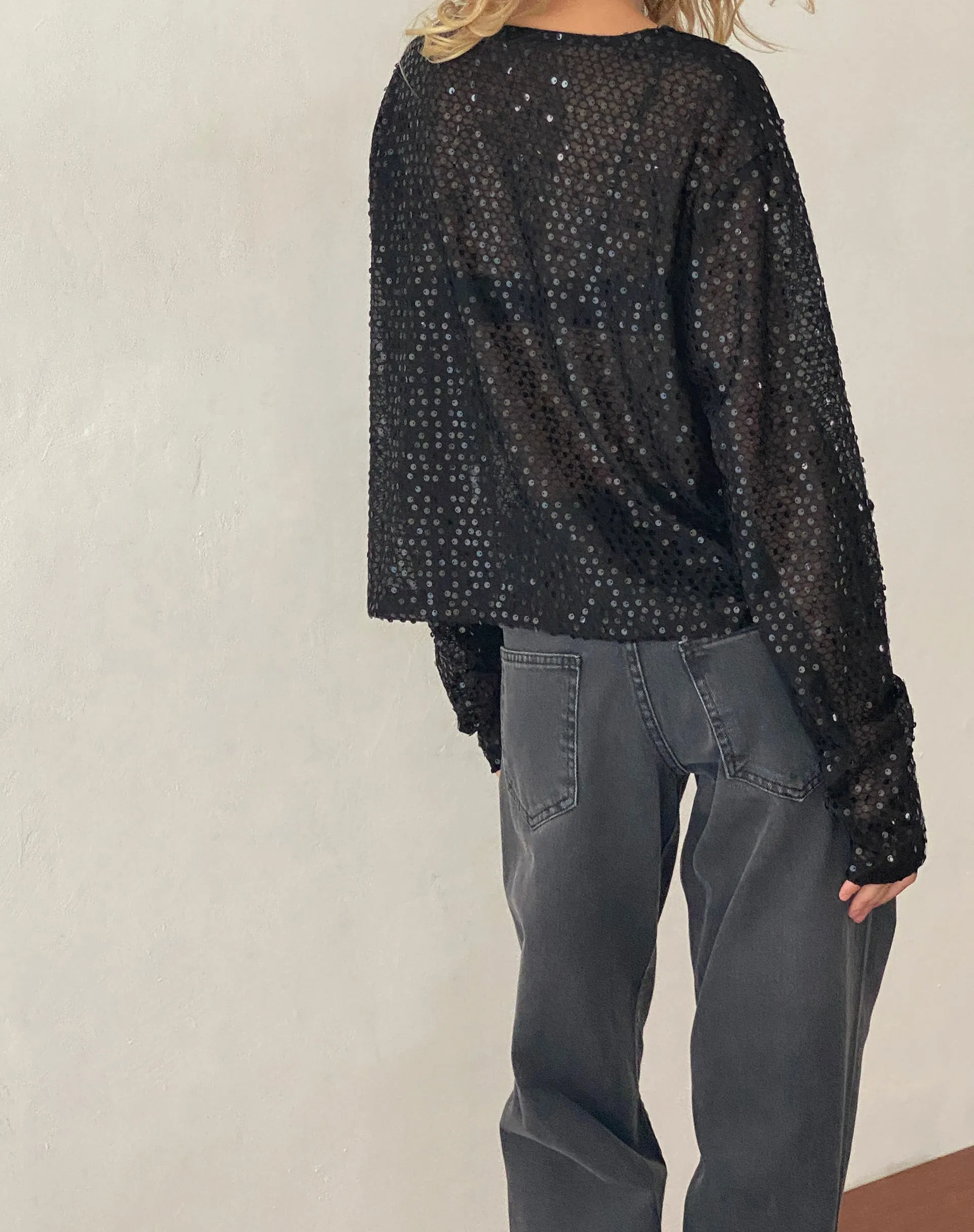 Aridani Unlined Long Sleeve Top in Black Sequin sold by Motel Rocks product image thumbnail 3