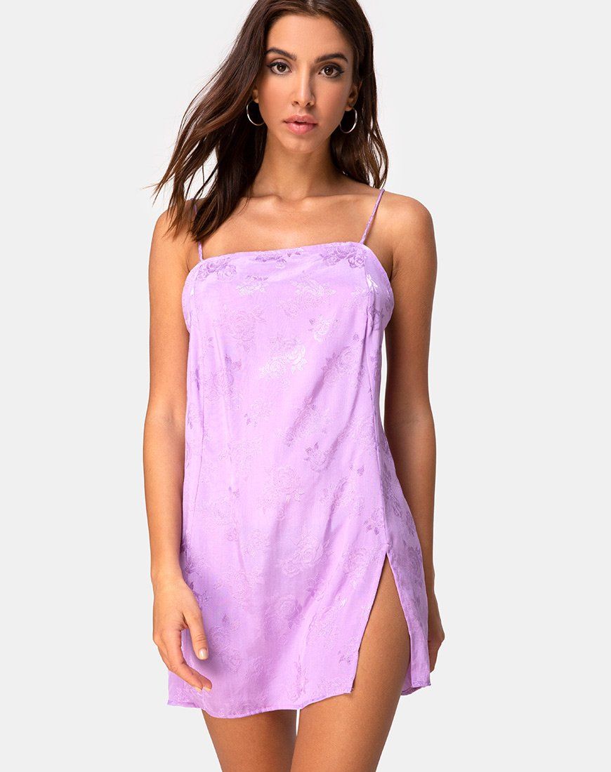 Datista Slip Dress in Satin Rose Lilac sold by Motel Rocks product image thumbnail 3