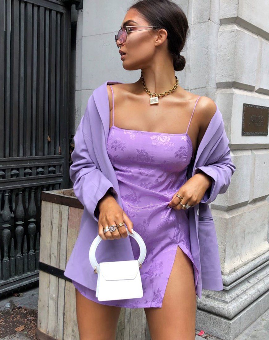 Datista Slip Dress in Satin Rose Lilac sold by Motel Rocks