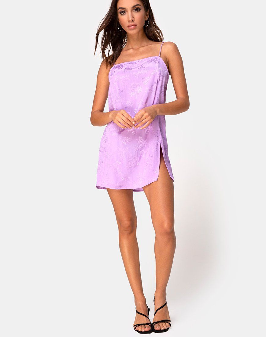 Datista Slip Dress in Satin Rose Lilac sold by Motel Rocks product image thumbnail 5