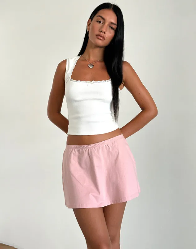 Nidya A-line Mini Skirt in Pink Lady sold by Motel Rocks