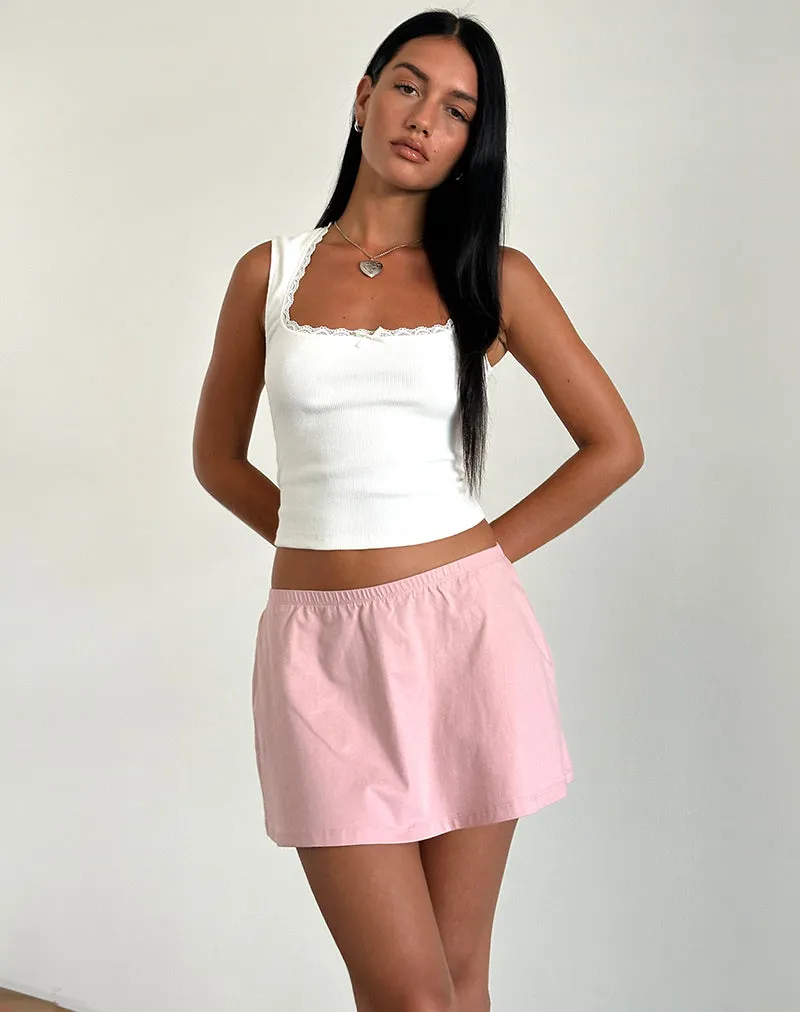 Nidya A-line Mini Skirt in Pink Lady sold by Motel Rocks