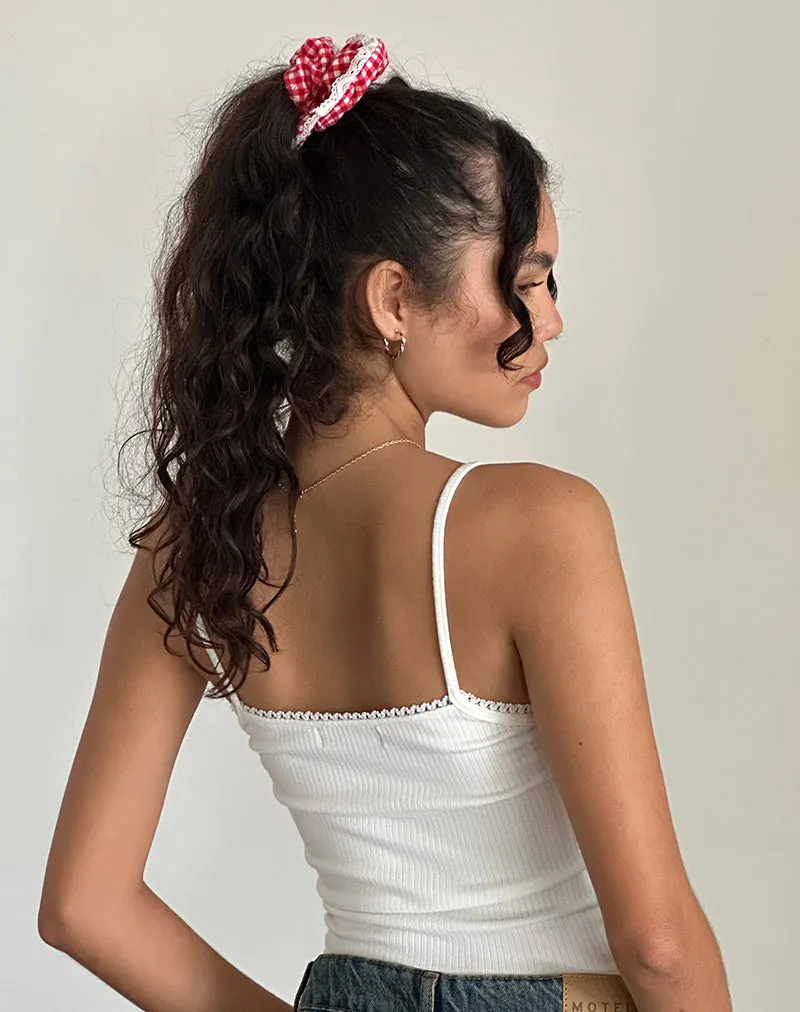 Scrunchie in Red Gingham with Lace sold by Motel Rocks product image thumbnail 3