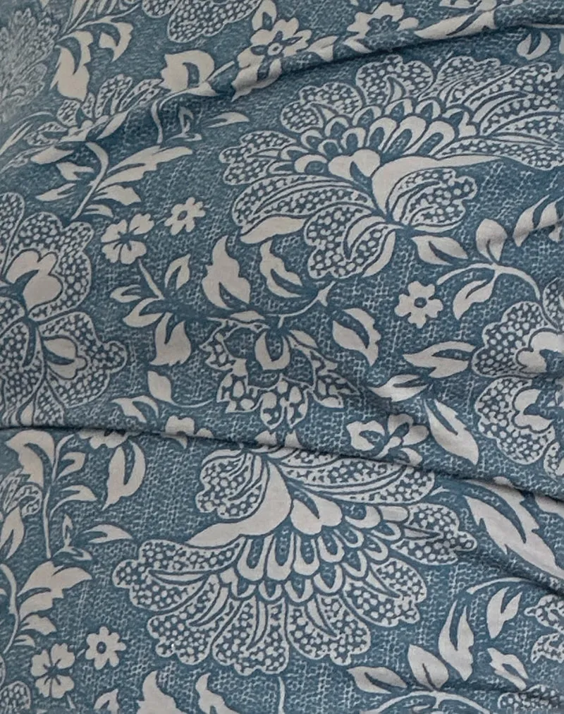 Calypso Top in Blue Ornate Print Lycra sold by Motel Rocks product image thumbnail 5