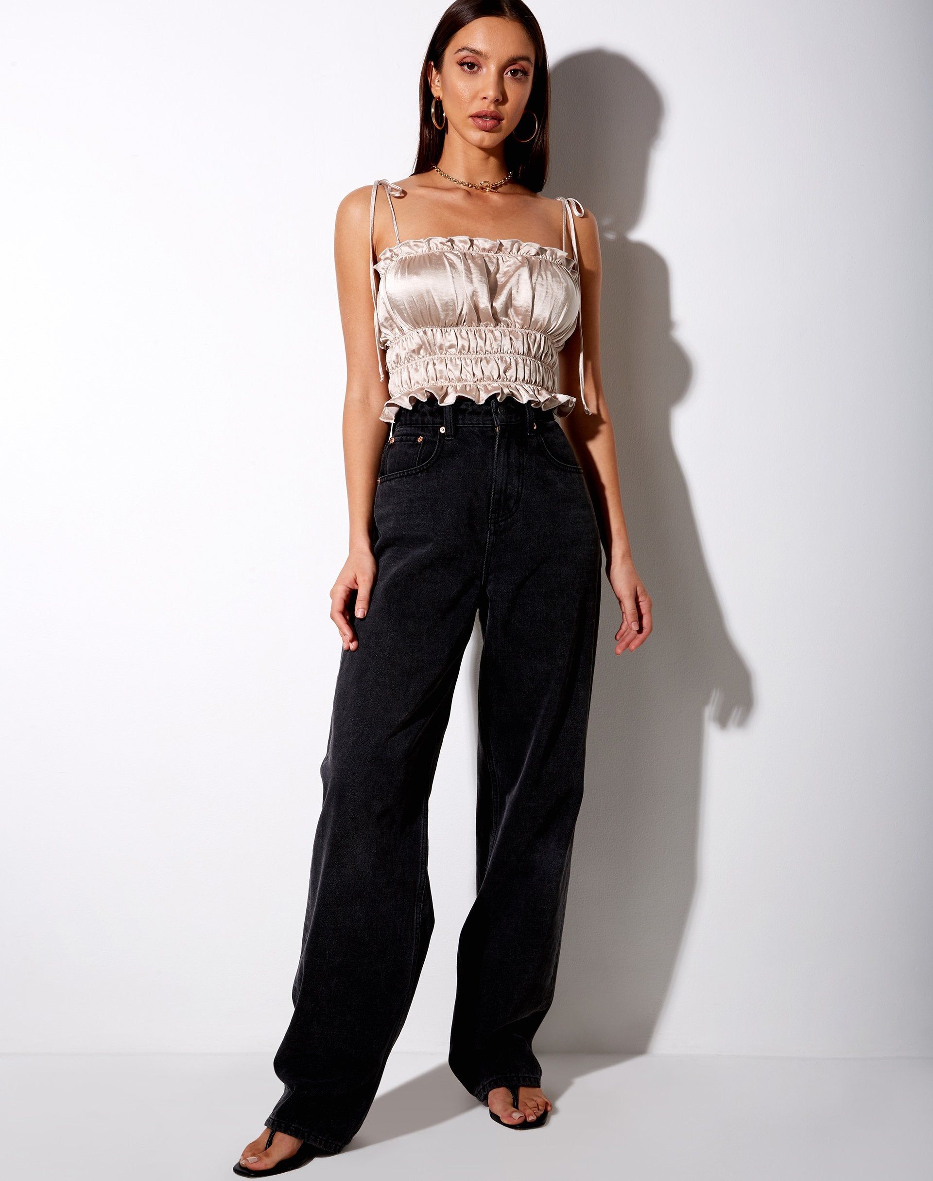 Silvia Cami Top in Satin Champagne sold by Motel Rocks product image thumbnail 3