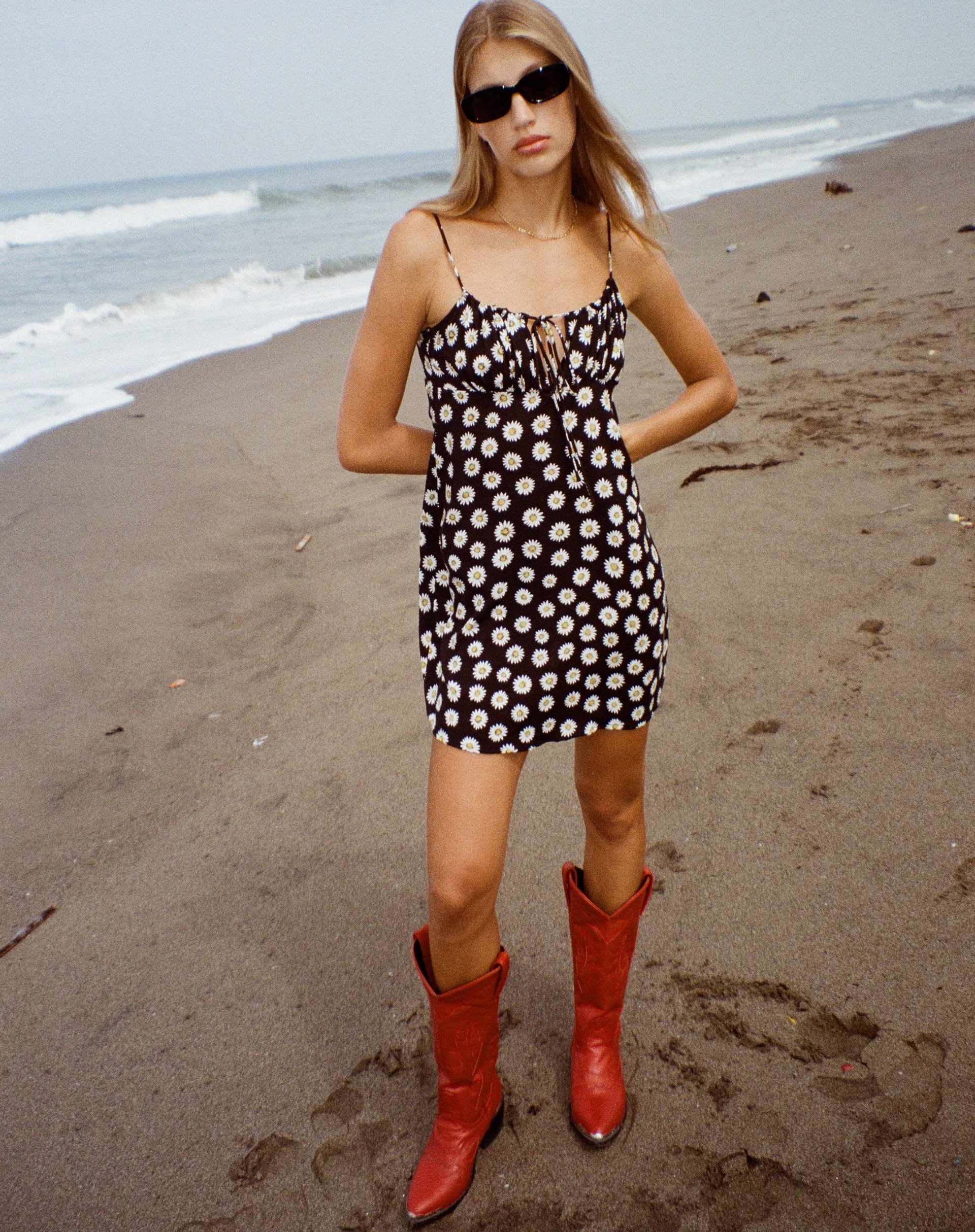 Mala Mini Dress in Grunge Daisy Black sold by Motel Rocks